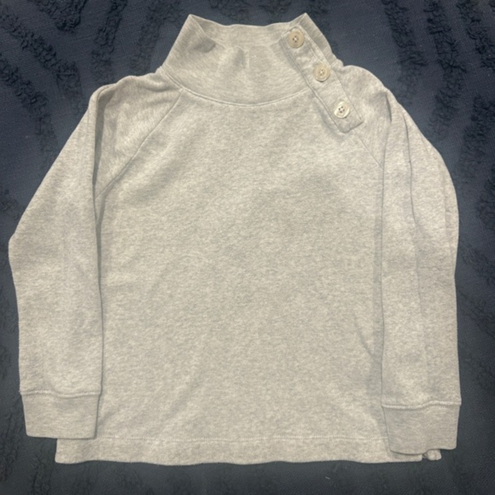 Crewcuts Light Gray Mock Neck Button Shoulder Sweatshirt